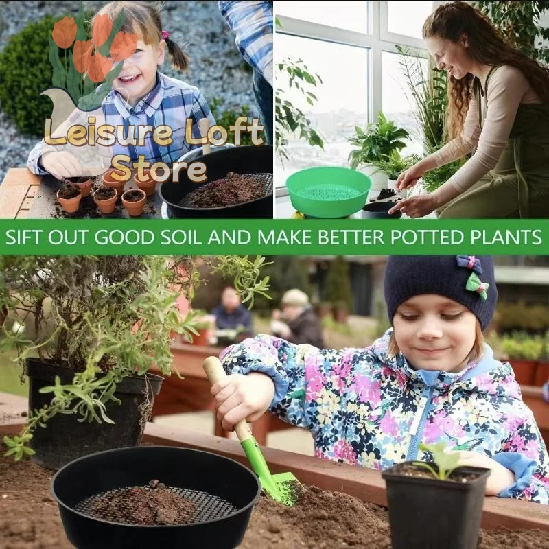 Plastic Soil Sieve Fine Hole Filter Mesh Quick Dirt Impurities Sifting Sifter for Small Home Garden Potted Plants