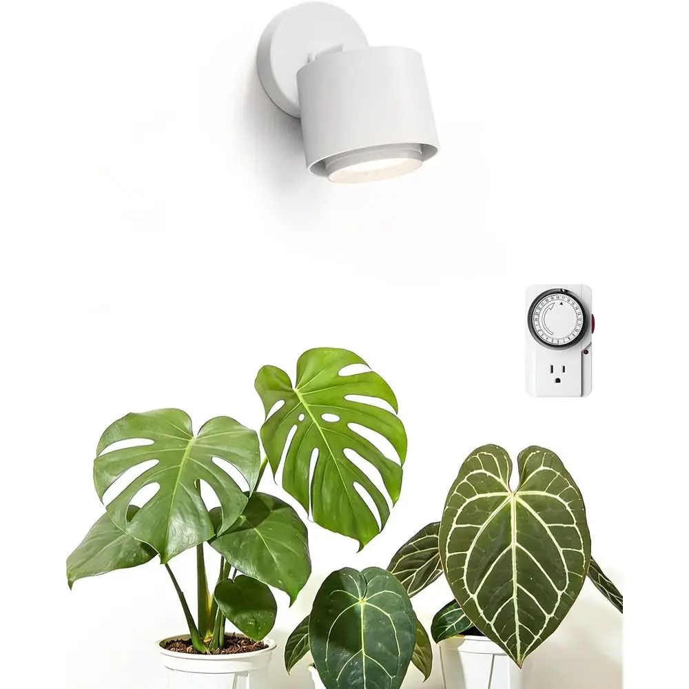 

40W 4000K Adjustable Beam Angle LED Grow Light, 15°-60°, Full Spectrum Wall Mount Plant Lamp with Timer, White, 1-Pack