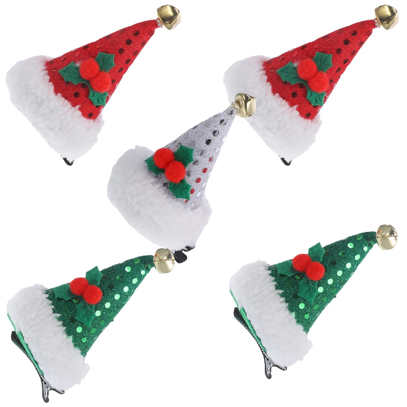 

5 Pcs Green Hair Clips Christmas Accessories Themed Accessory Headdress Hat Childrens 's Decorations