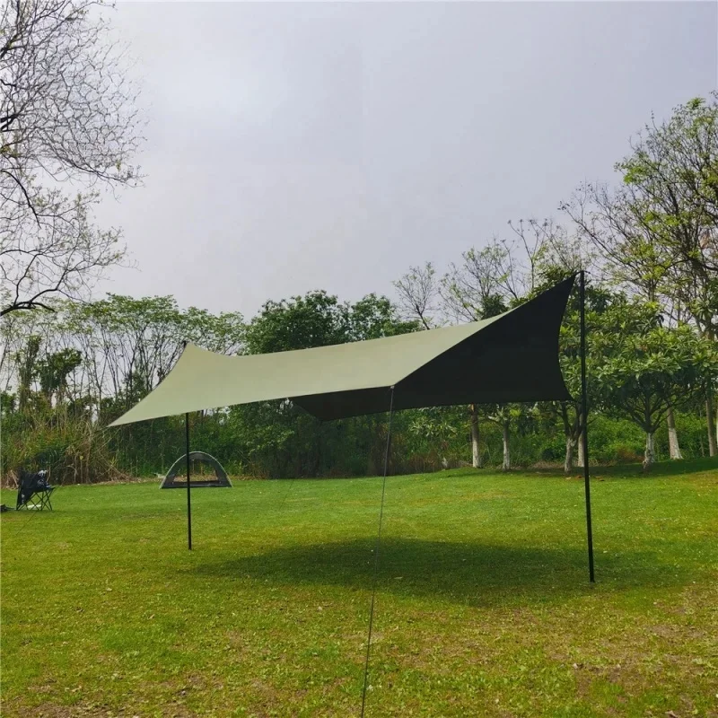 Big Size Camping Tarp Tent, Black Coating Sun Rain Canopy for Backpacking Adventure
