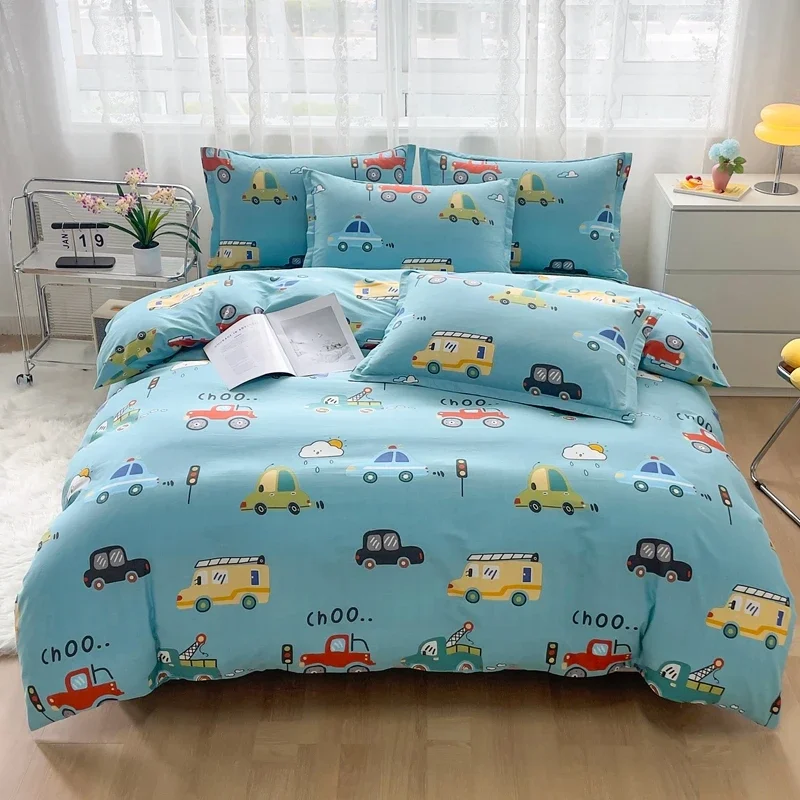 

Cars Cartoon Duvet Cover Set 3 Pieces 100% Cotton Breathable Bedding Sets Reversible Printed Comforter Cover Set for Kids Teens