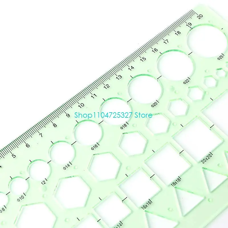 D8KF Plastic Circle Square Hexagon Geometric Template Ruler Stencil Measure Tool NEW