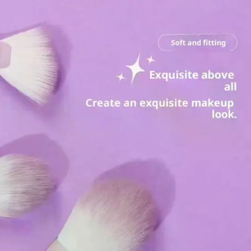10-Piece Synthetic Bristle Cosmetic Brush Set Pink-Purple Gradient Plastic Handle Portable for Professional Home Use