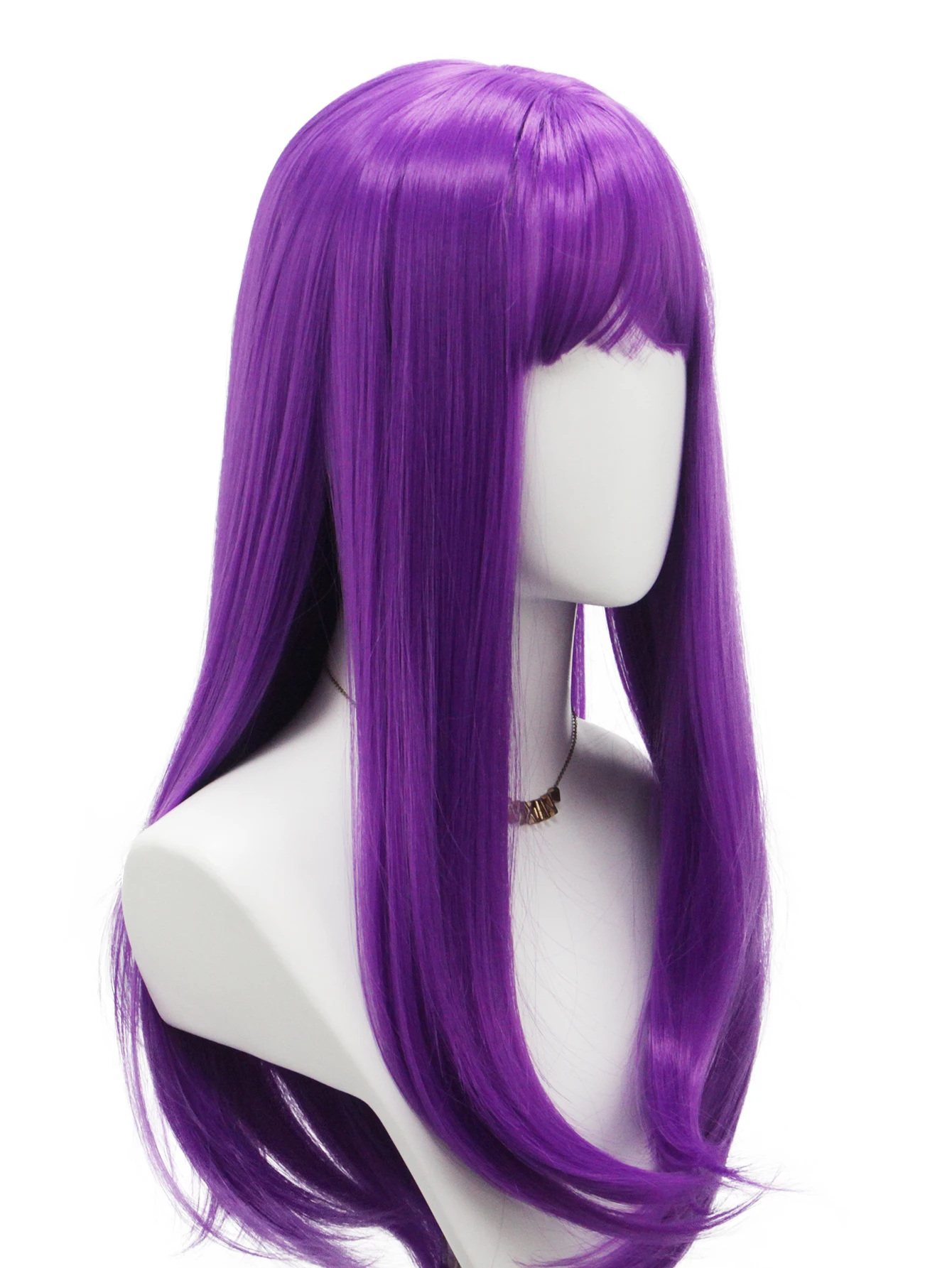 Purple Synthetic Wig with Long Straight Microcurls for Women Party Cosplay Music Festival Masquerade Ball Gifts