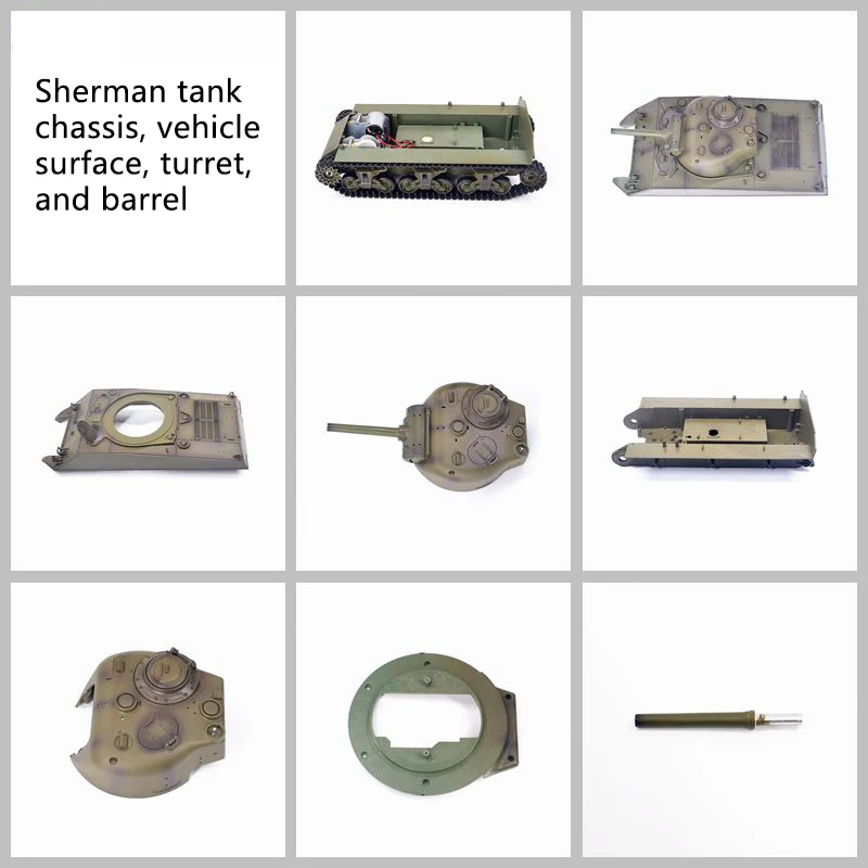 Henglong Tank Toy Accessories 3898 Sherman Plastic Car Bottom, Gun Tower Surface Chassis Telescopic Gun Tube Plate Seat