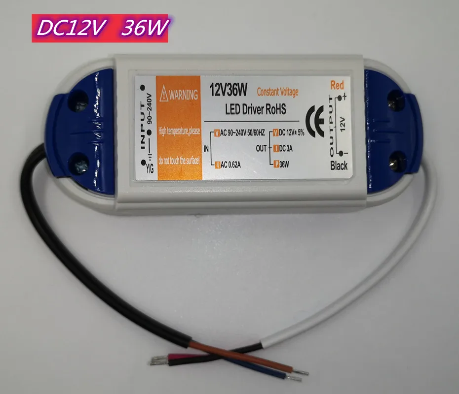 Zasilacz 110V 220V do 12V Transformator oświetleniowy 100W 72W 36W 18W DC 12V Źródło Sterownik LED do taśm LED