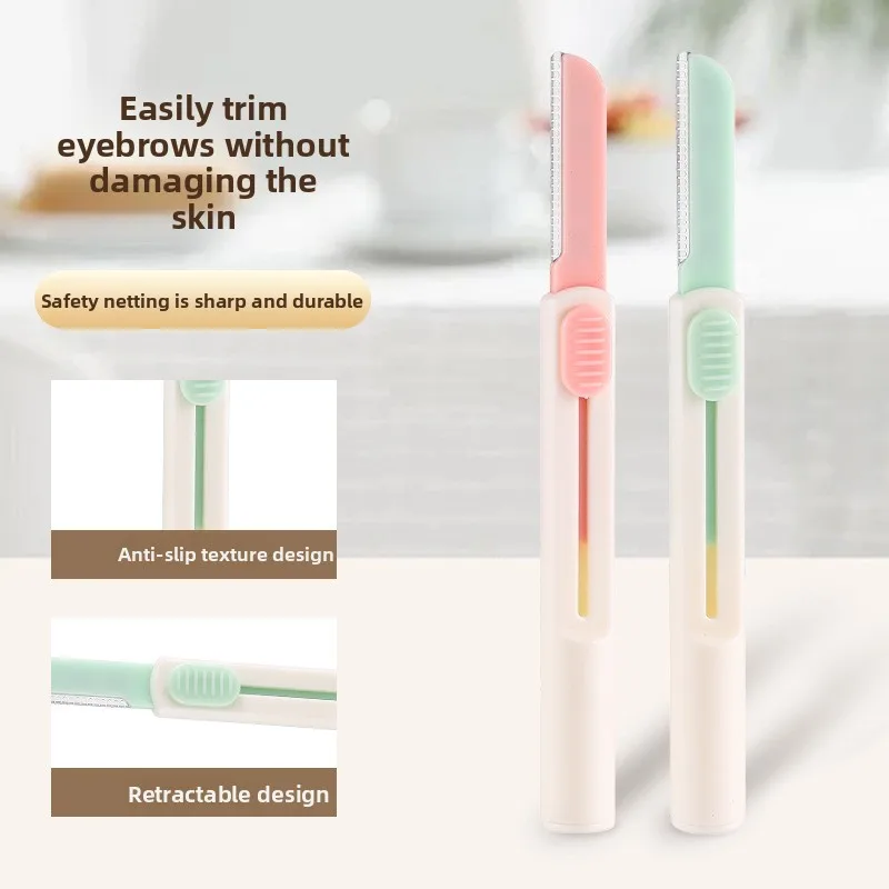 Retractable Cylindrical Eyebrow Razor Stainless Steel Safe Micro Trimmer Portable Facial Hair Removal Beauty Tool for Women