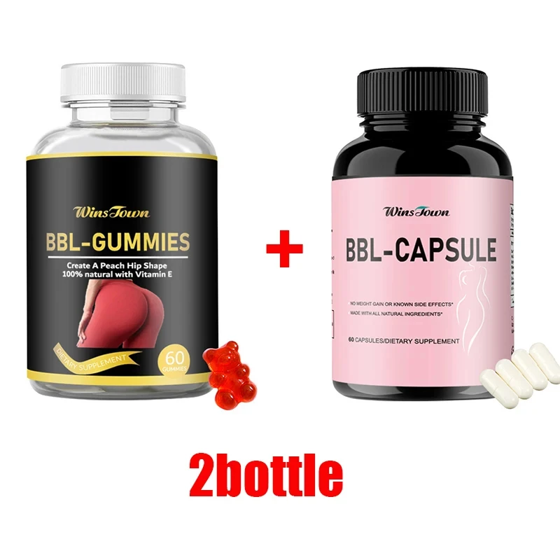 Dietary supplement containing 2 bottles of natural herbal capsules for buttocks