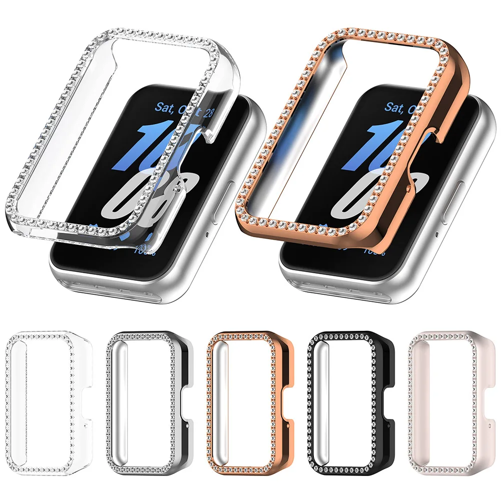 

PC Diamond Inlaid Case Protective Case Frame Dustproof Bumper Protective Cover Anti-Scratch for Samsung Galaxy Fit 3 SM-R390
