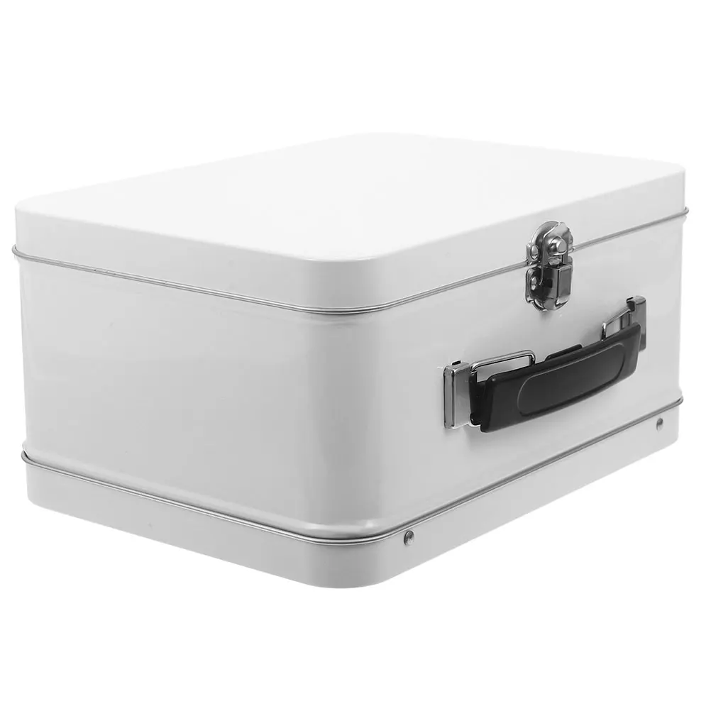 

Vintage Mini Suitcase Candy Box Tin Plate Present Coin Storage Container Hinged Lid Party Wedding Favor Box Decorative Storage