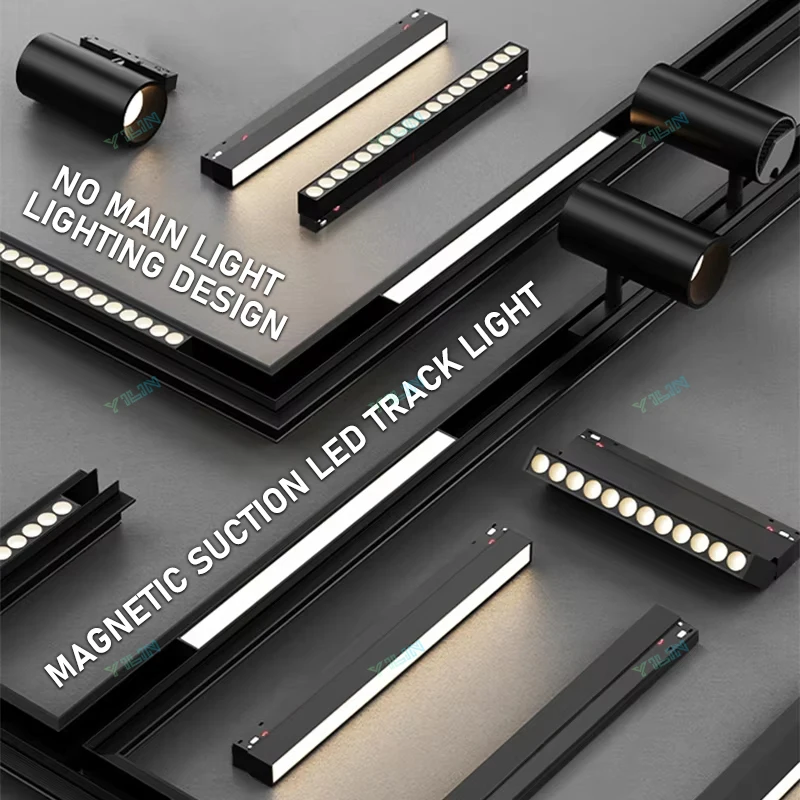 

New Magnetic Track Light 48V Led Grille Flood Lamp Spotlight Ceiling Lamp Track Rail Line Lights No Main Light Lighting Design