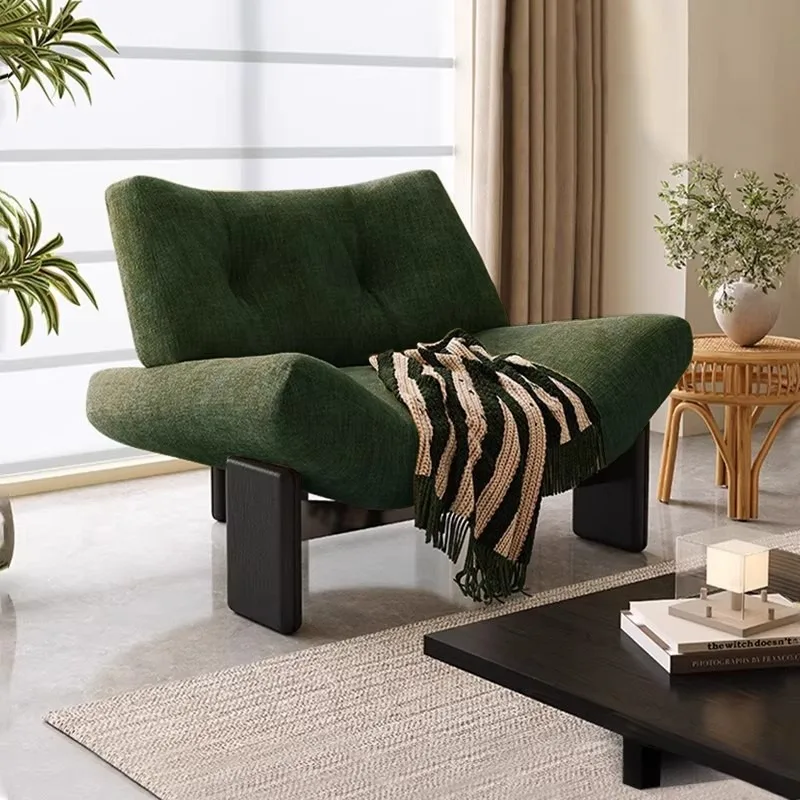 Store light luxury fabric designer single sofa chair, solid wood bedroom balcony living room sofa chair