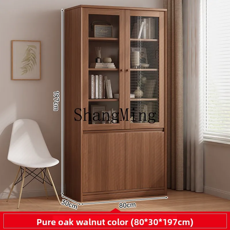 ZYY Woninginrichting Massief houten boekenkast Archiefkast Stofgeïntegreerde wandplank Multifunctionele locker