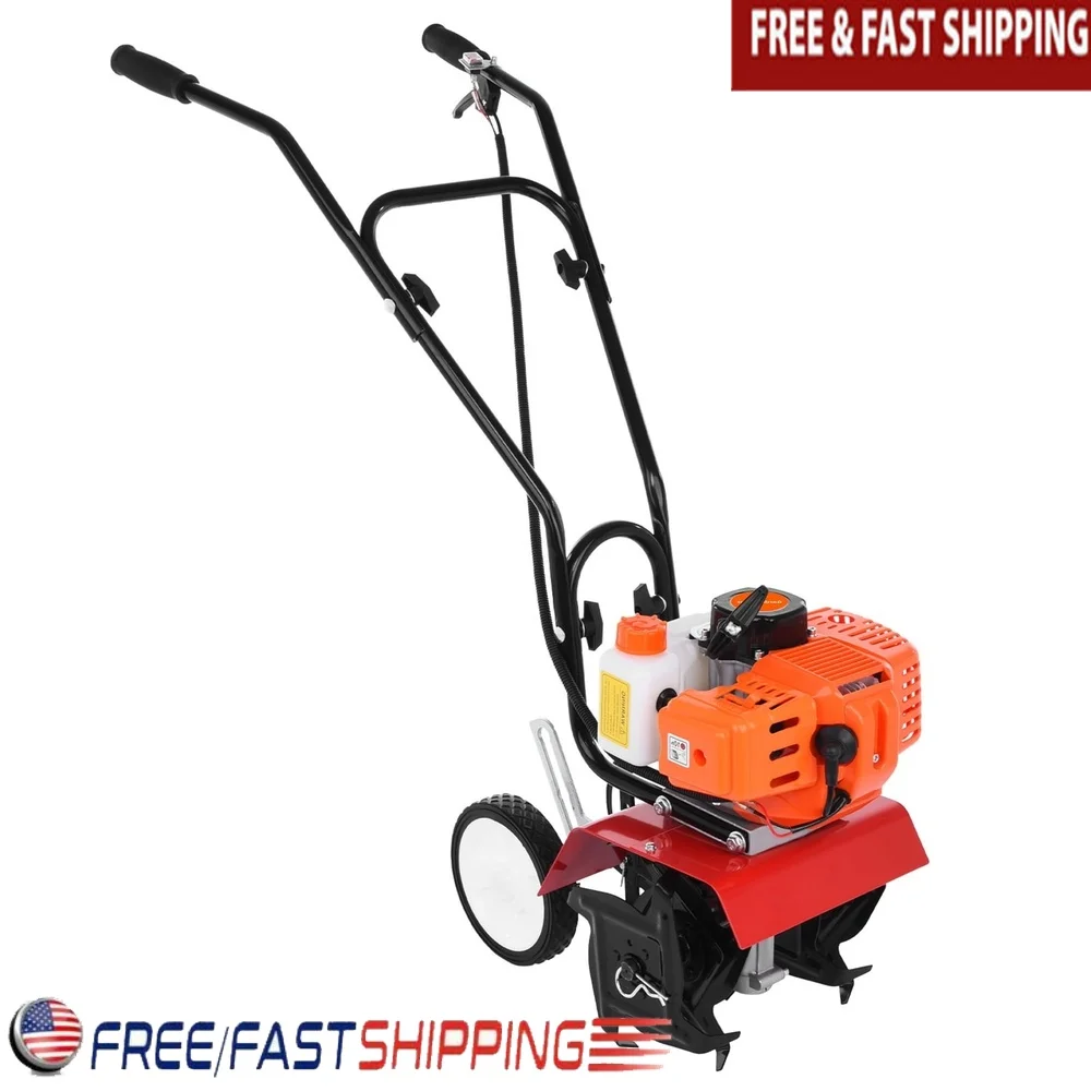 

Cordless Gas Powered Garden Tiller 52cc 2-Cycle Mini Cultivator 9000rpm Lightweight Soil Cultivation Tool Landscapers