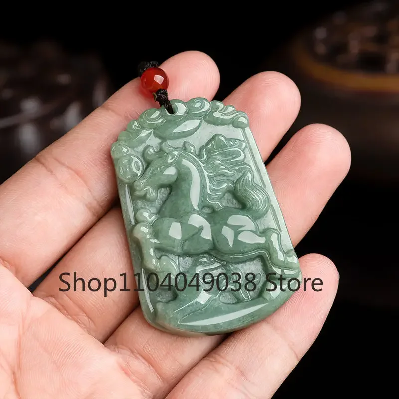 Natural A Goods Jadeite 12 Zodiac Ox Tiger Rabbit Jade Pendant Chinese Carving Green Fashion Jewelry Lucky Amulet Men and Women view 5