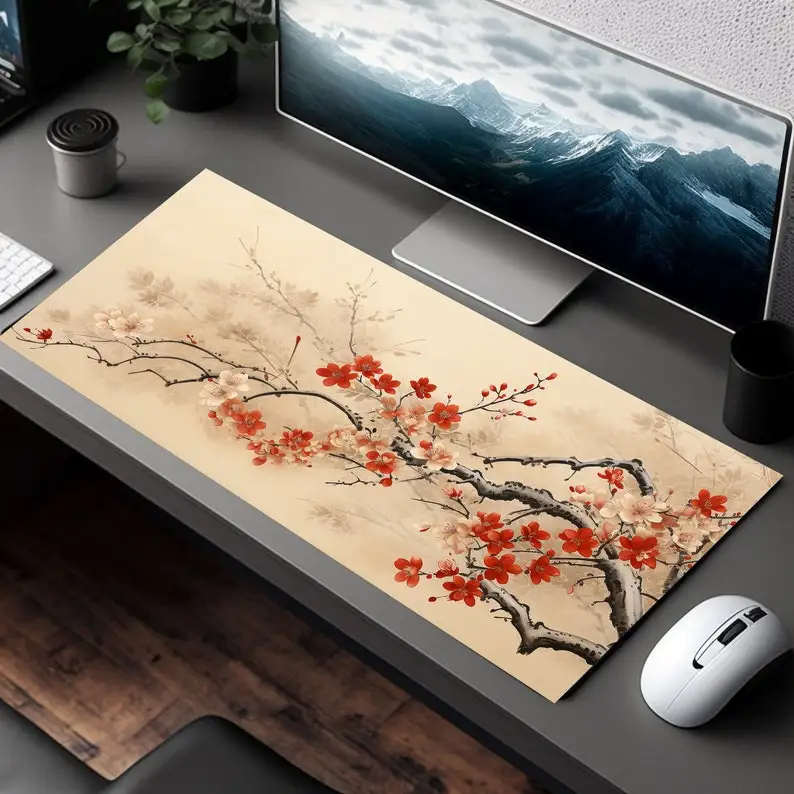 

Cherry Blossom Art Gaming Deskmat,non-slip and Waterproof Mousepad,minimalist Office Decoration Mat,the Perfect Gift for Friends