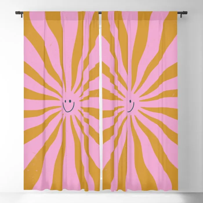 

Cute Retro Sun Face Blackout Curtains 3D Print Window Curtains For Bedroom Living Room Decor Window Treatments