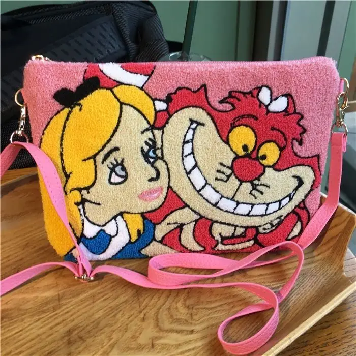 Borsa a tracolla in peluche bianca come la neve del fumetto Disney borsa per cosmetici per ragazze di grande capacità cenerentola piccola borsa per