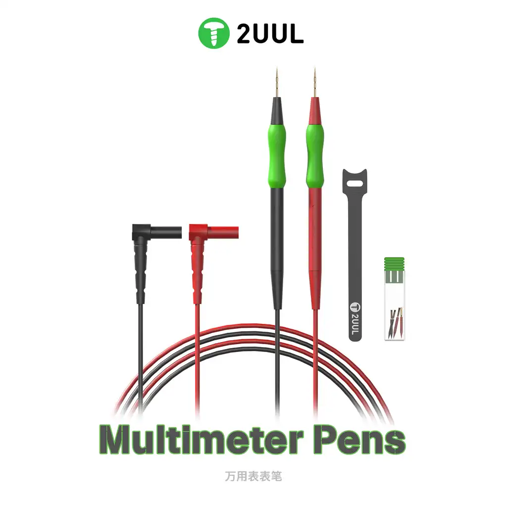 2UUL MT01 Universal Multimeter Pen with Dust Protection Plug Gold Plated Steel Multi Meter Test Wire Pen Cable Multimeter Tools