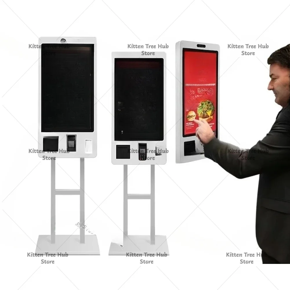 Restaurant 24 27 32 inch touch screen cashless POS fast food self-service order payment end point kiosk floor machine