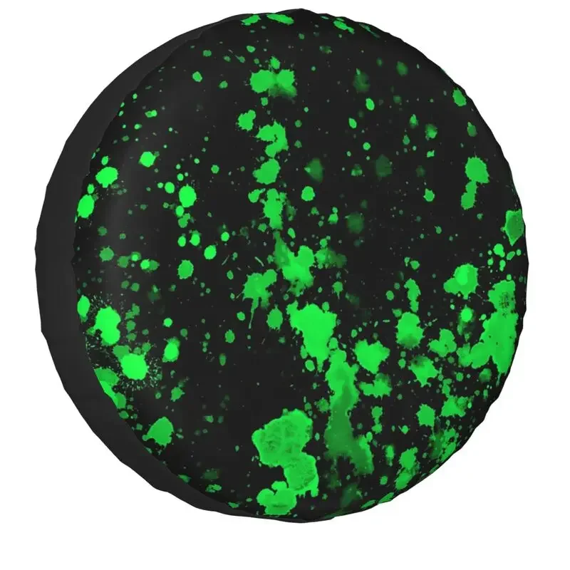 Green Neon Paint Splatters Spare Wheel Tire Cover for Toyota Mitsubishi Suzuki Graffiti Art Jeep RV SUV Trailer 14