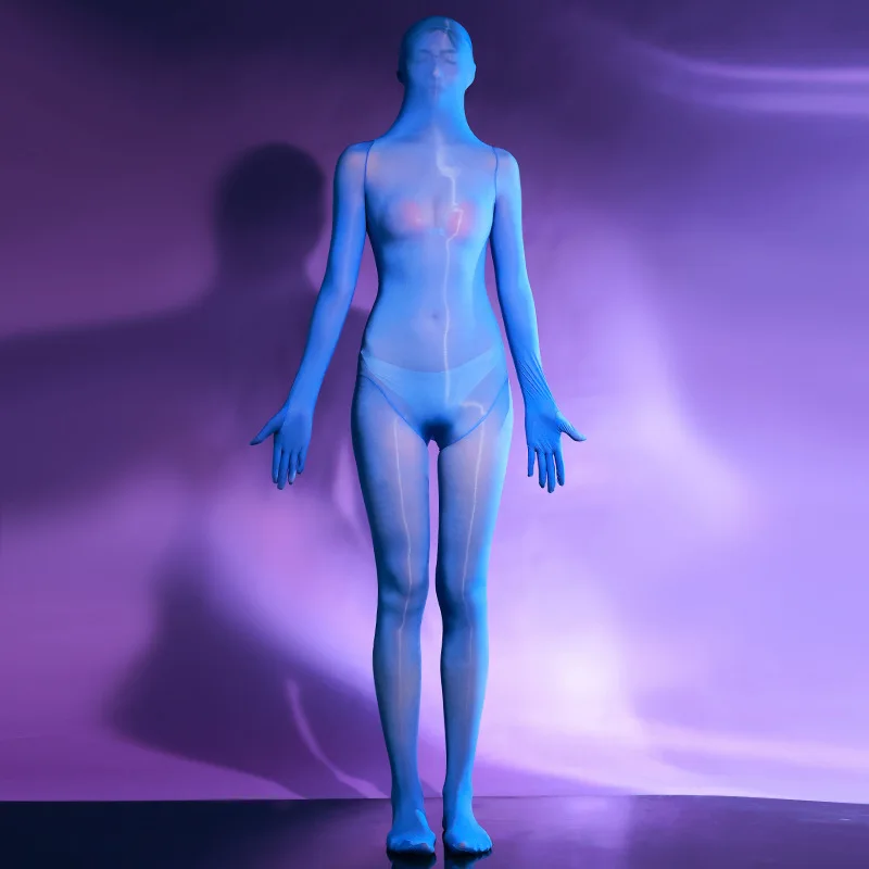 كامل الجسم جوارب داخلية الرجال النساء مثير النفط لامعة حللا شير لامعة Catsuit 5D جوارب طويلة ناعمة سيدة المثيرة الملابس الداخلية #5