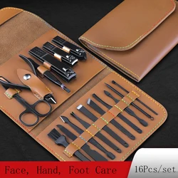 4/8/12/16pcs Travel Portable Nail Clippers Set With Folding Bag Universal Facial Care Manicure Pedicure Tools Brown Black Navy