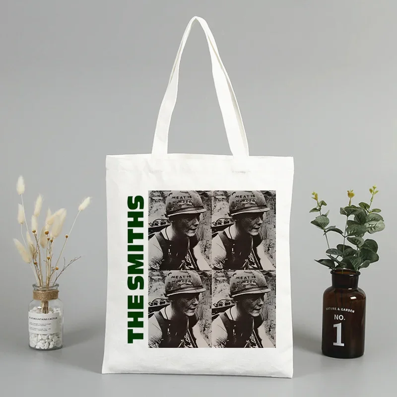 The Smiths Shopping Bag Print Original Design Morrissey 1980\'s Rock White Bag Unisex Fashion Travel The Queen Is Dead Canvas Bag