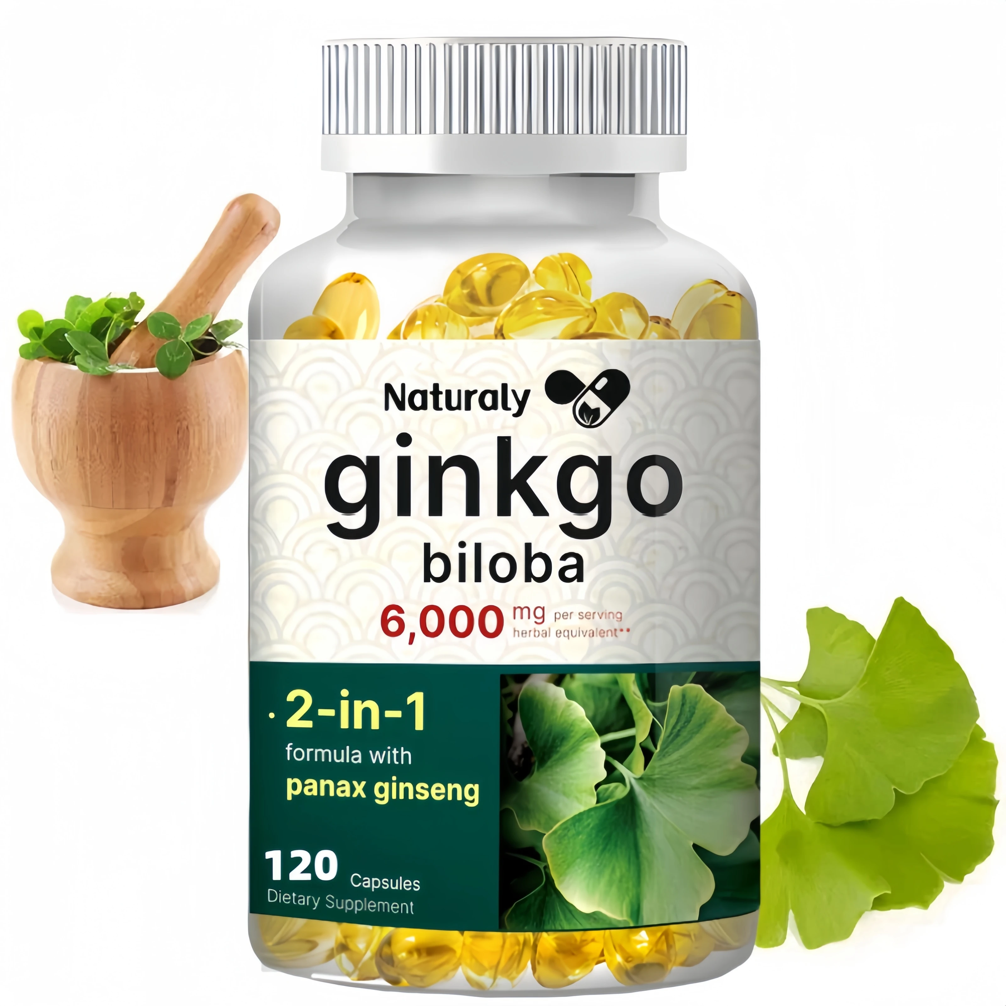 Ginkgo Leaf Capsules, Helps Memory, Learning Ability, Concentration, Better Mood and Healthy Brain