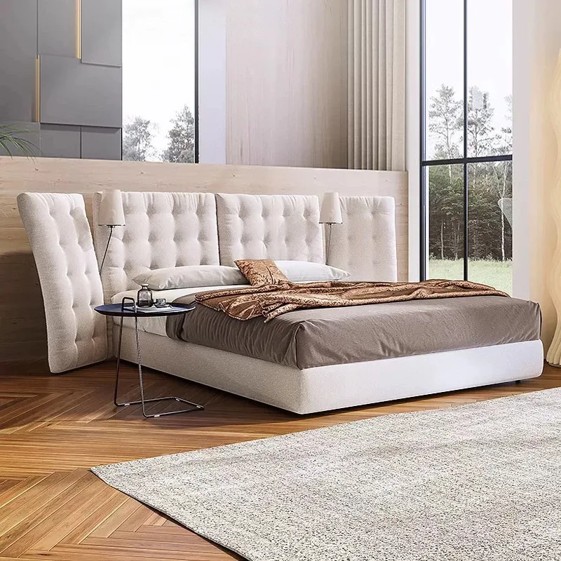 

Minimal wabi-sabi fabric bed widening high backrest