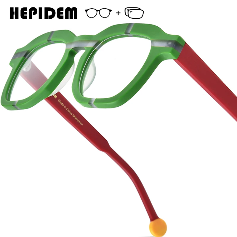 

HEPIDEM Progressive Prescription Glasses Photochromic Myopia Optical Lens Custom Eyewear Men Women Acetate Square Eyeglasses 363