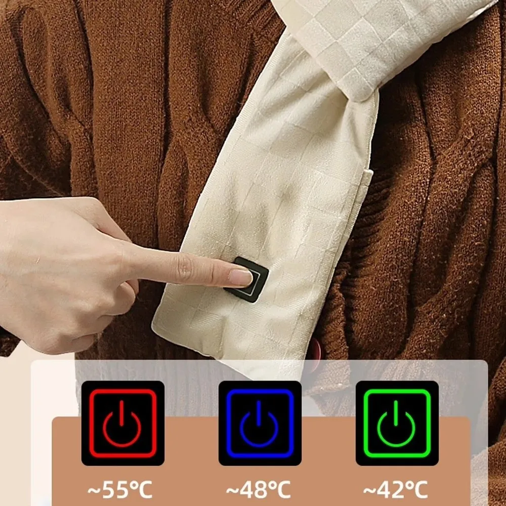 3 Temperature Adjustable Electric Neck Wrap Soft Warm Heating Scarf Comfortable Cozy Cold-Proof Design Thermal Neck Warmer