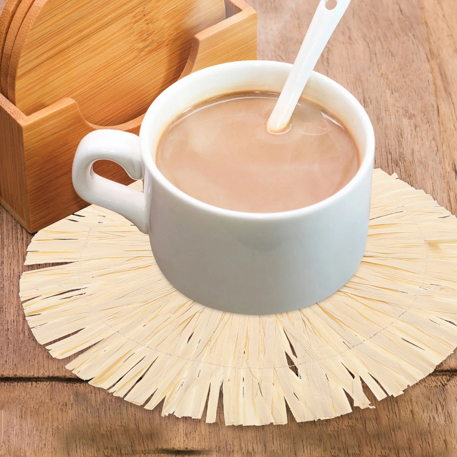 

8Pcs Cup Coasters Hawaiian Theme Decorative Round Drink Mats Heat Resistant Table Coasters for Home Dining Kitchen