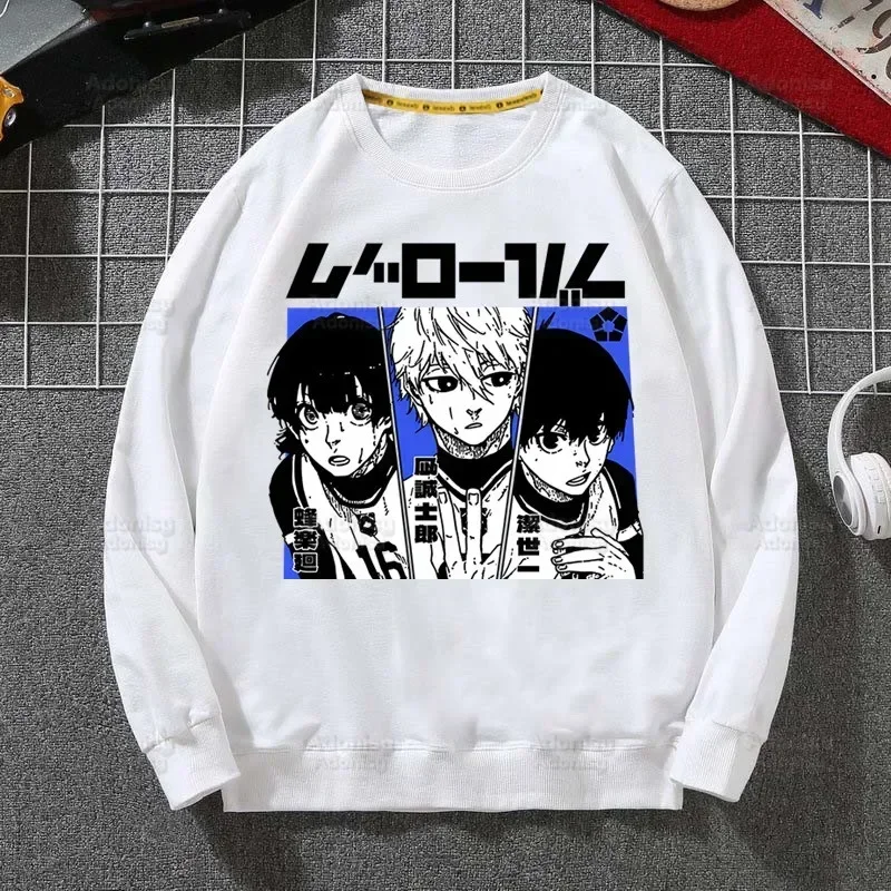 Blue Lock Men Hoodie Hip Hop Men Meguru Bachira Pullover Isagi Yoichi Sweatshirts Hyoma Chigiri Hoodies Mens White Color Male