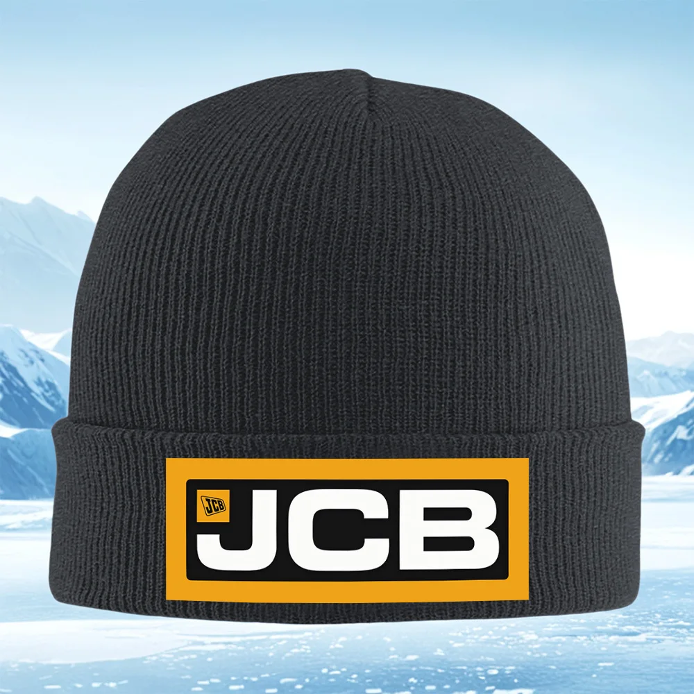 

Дизайн логотипа компании JCB с белым шрифтом для мужчин и женщин, вязаная шапка унисекс, шапка-пуловер, зимняя теплая теплая рождественская уличная шапка C