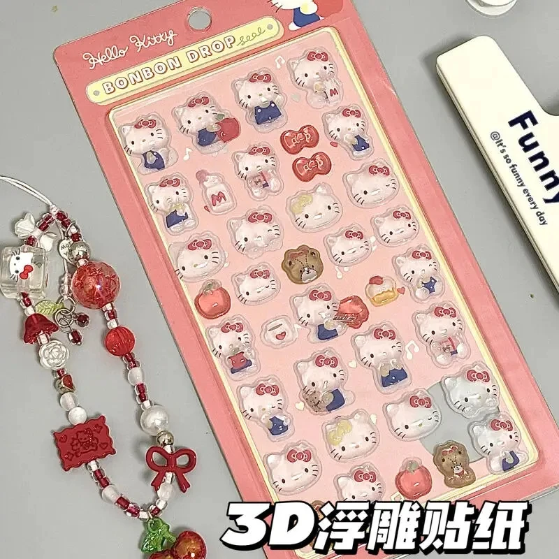 2026*3D Hallo Kitty Hangyodon Relief Gelee Aufkleber Mädchen Tagebuch Dekorative Kreativität Desktop Erhöhte Kristall Aufkleber Spielzeug