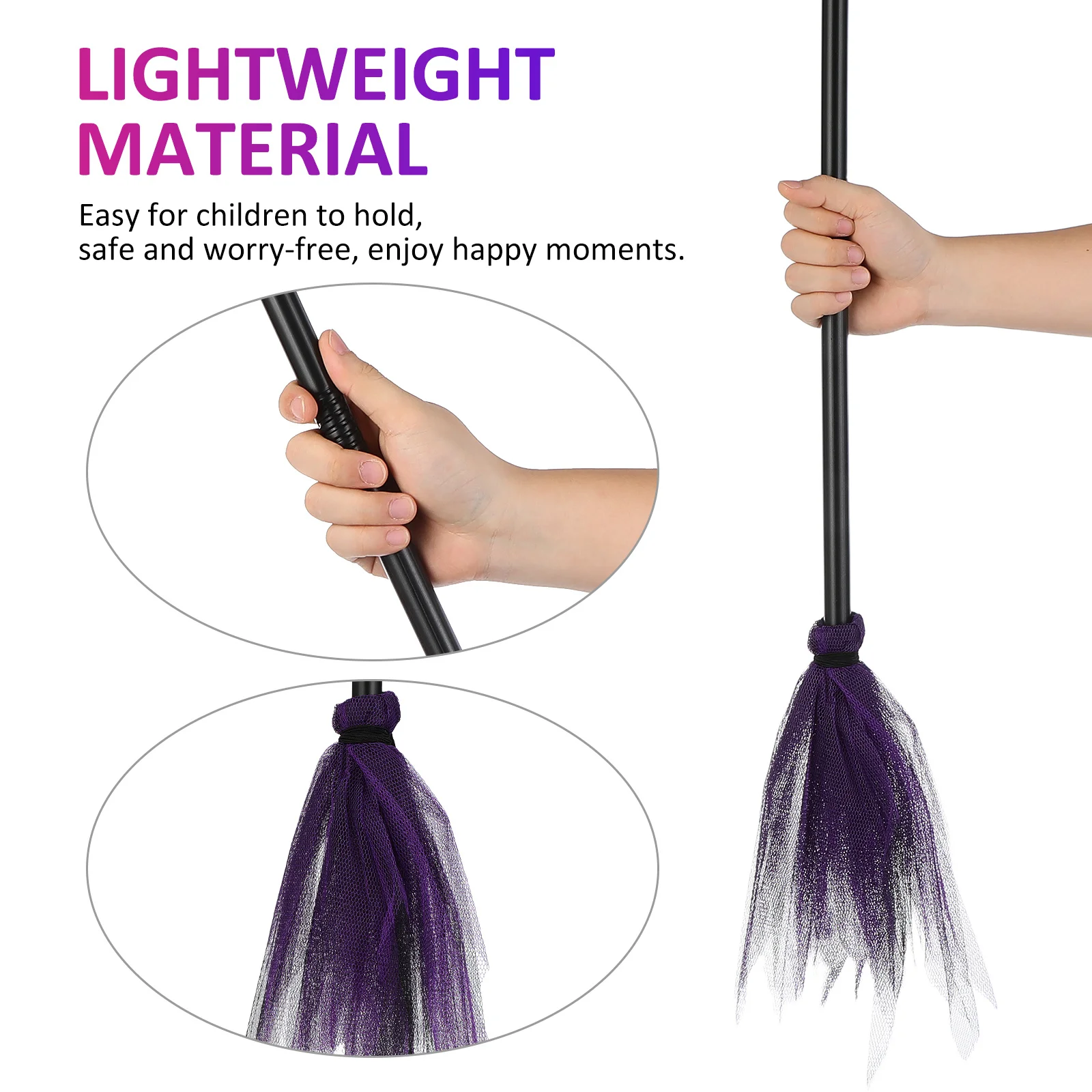2 stks Kinderheks Bezem Lichtgewicht Plastic Bezemsteel Voor Kinderen Halloween Kostuum Prop Cosplay Party Accessoire Vliegen