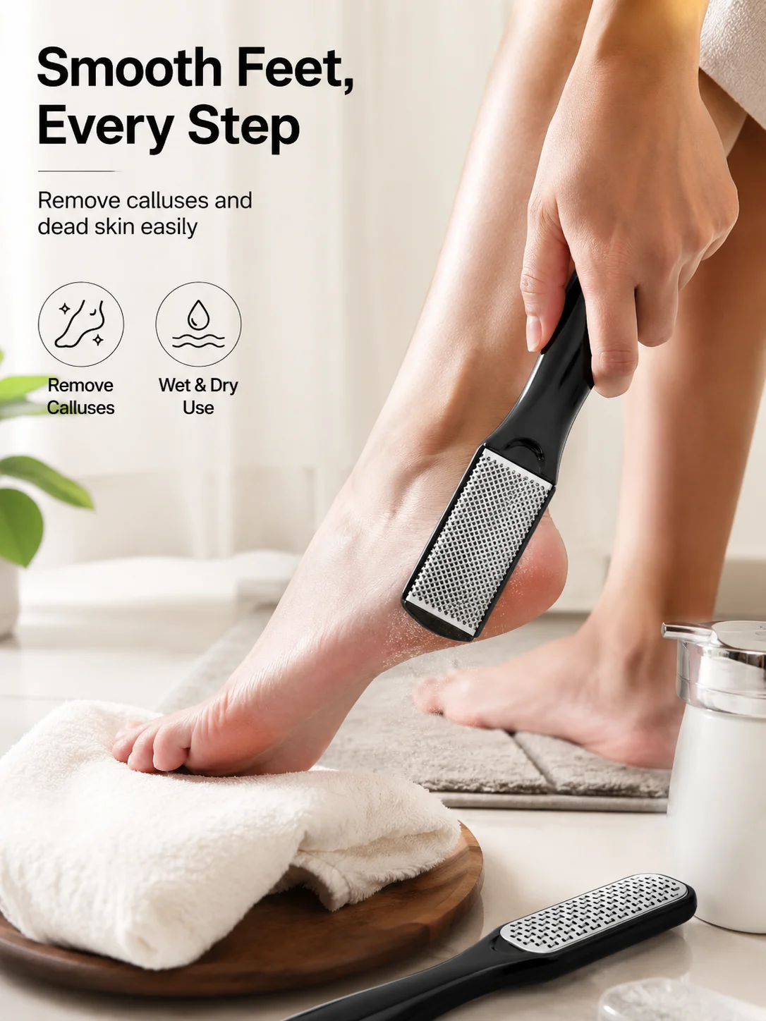 Foot Rubbing Set Black Rectangular Double Sided Peeling and Cocoon Removal Foot Rubbing and Grinding Device