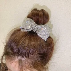 luxury brand Hair accessories Korean jewelry double-layer bowknot headpiece with Rhinestone spring clip sweet hair clip