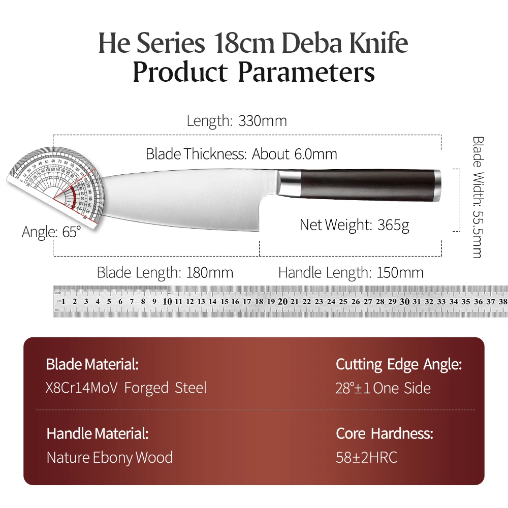 XINZUO 18cm Deba Knife X8Cr14MoV Forged Steel Traditional Japanese Crafts Luxurious Sashimi Salmon Knives Upgrade Design