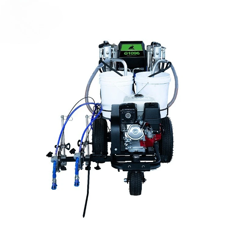 2 Piston Pumps Airless Line Striper Pavement Construction Hand-Push Cold Paint Road Marking Machine withEngine