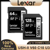 Lexar Professional 1667x SDXC UHS-II Card SILVER Series SD Memory Card Storage Card V60 U3 C10 4K Video 250MB/s for DSLR Camera