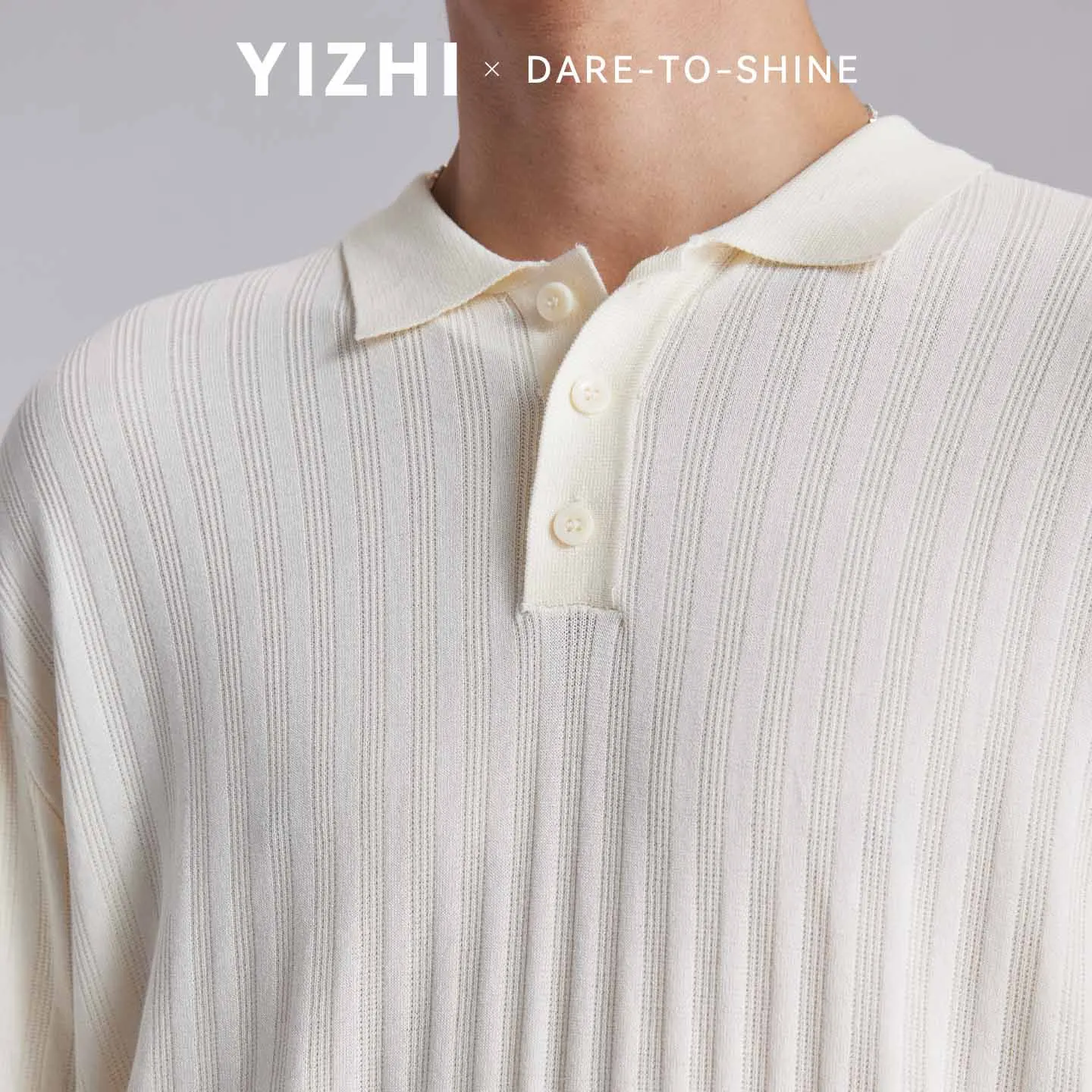 Men Henry Collar Vertical Ribbed Knit Polo Shirt 2026 Summer Old Money Style Loose Breathable Light Luxury Short Sleeve Top