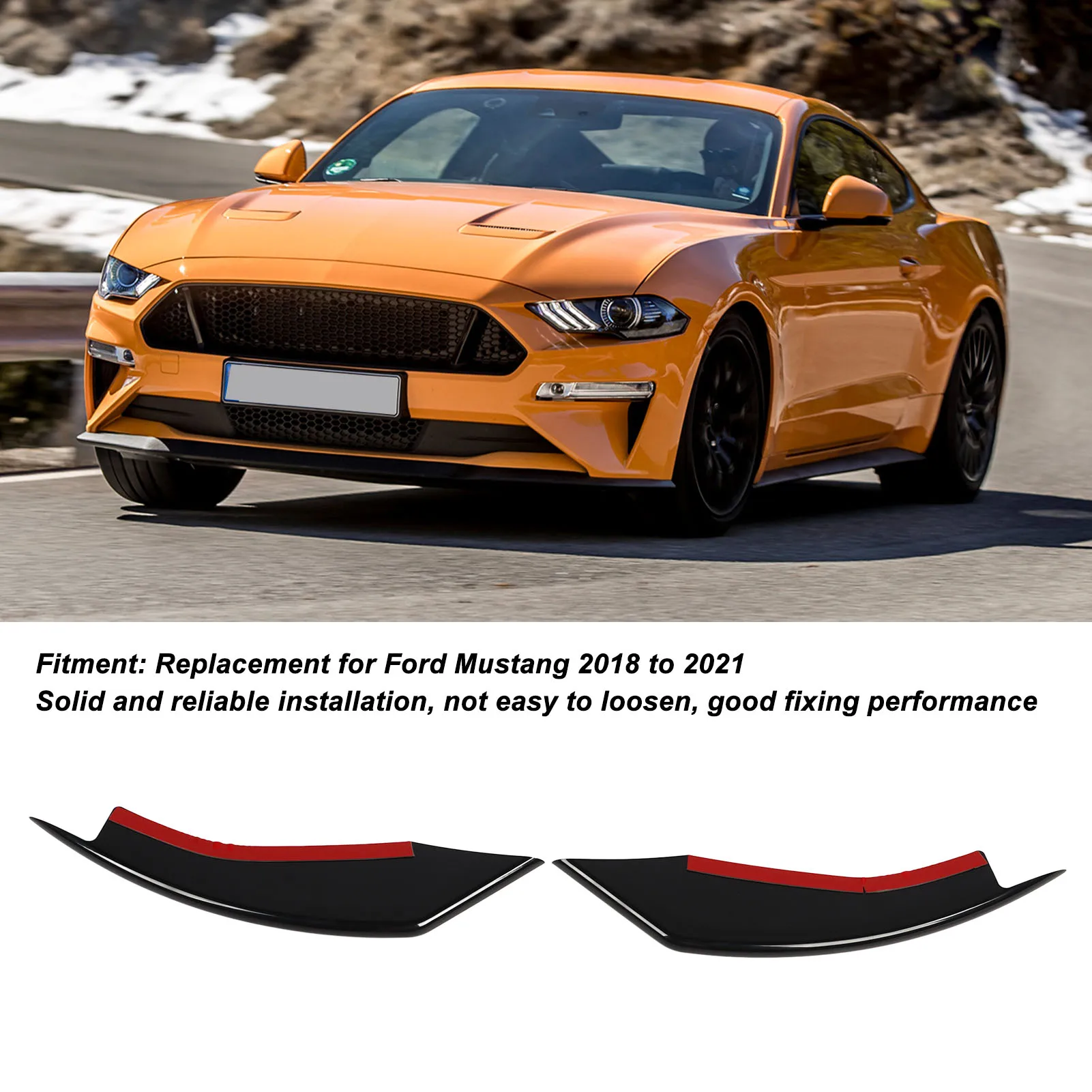 

1Pair Front Fog Light Lamp Cover Trim Black Left Right Durable Impact Resistant Replacement for Ford Mustang 2018 to 2021