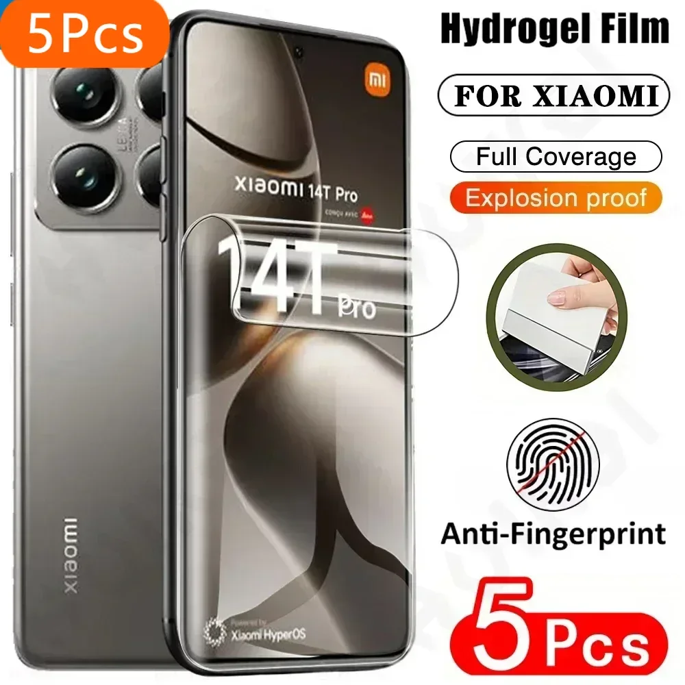 Xiaomi Poco F6 X6 X5 Pro 14T 13T Pro Redmi 13C Note 13 12 5G Pro 화면 보호 필름 용 5 Pcs 하이드로 겔 필름 화면 보호기