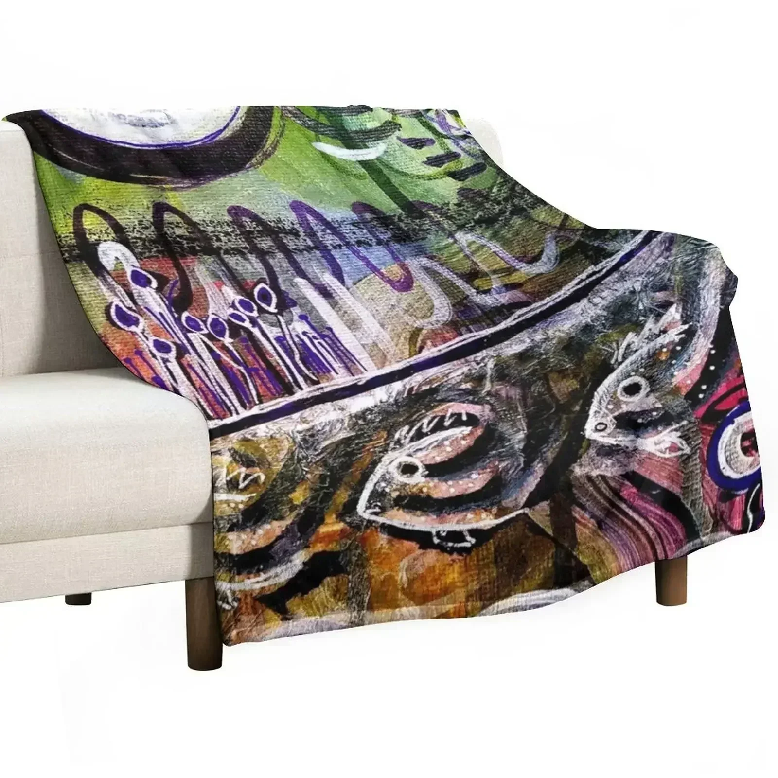 Moon Shine Bright Throughout The Night Throw Blanket anime Flannel Fabric Designers Plush Warm bed plaid Blankets
