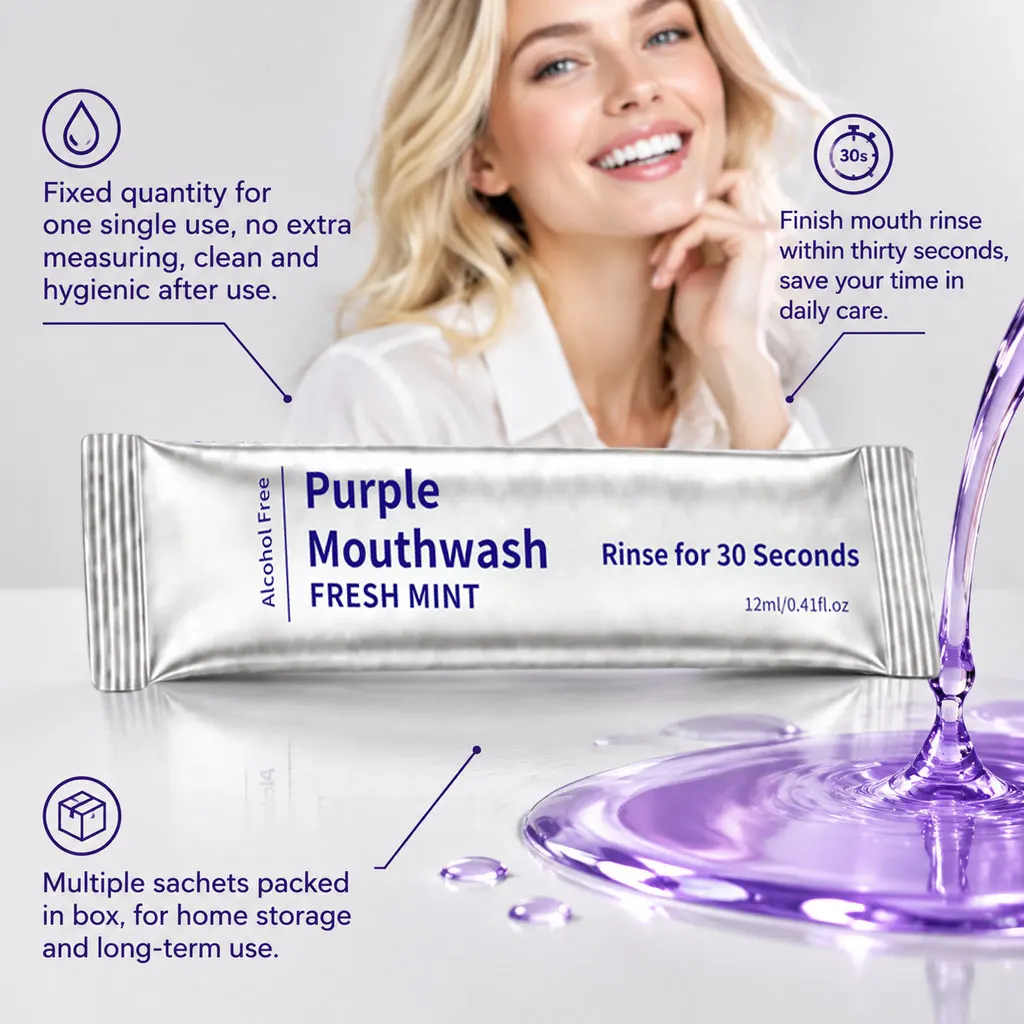 40pc Purple Mouthwash Deep Cleaning Teeth Whitening Remove Mouth Odor Improve Bad Breath Reduce Teeth Stains Plaque Oral Care