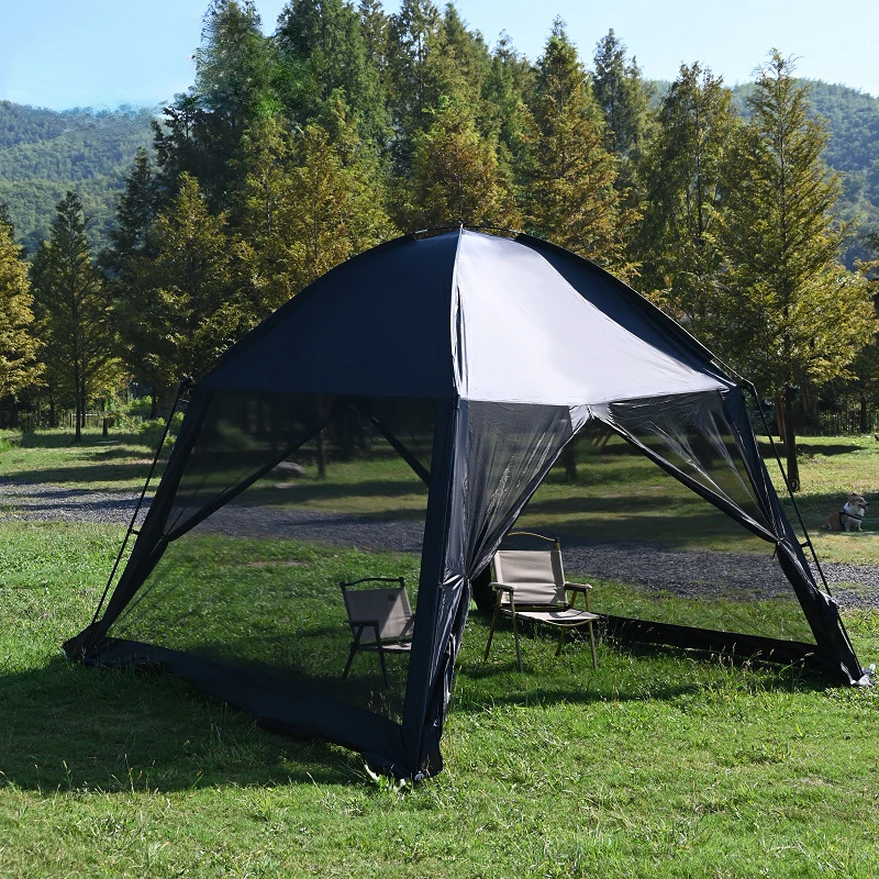 3 4 5 6 Person Outdoor Black Glue Awning Tent Camping Shelter Anti Mosquito UV Family Pergola Picnic Tarp Portable Car Canopy