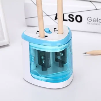 Electric Pencil Sharpener Two Double Holes Switch for 6-12mm Pencils and Color Pencil Cute School Supplies Automatic Sharpeners