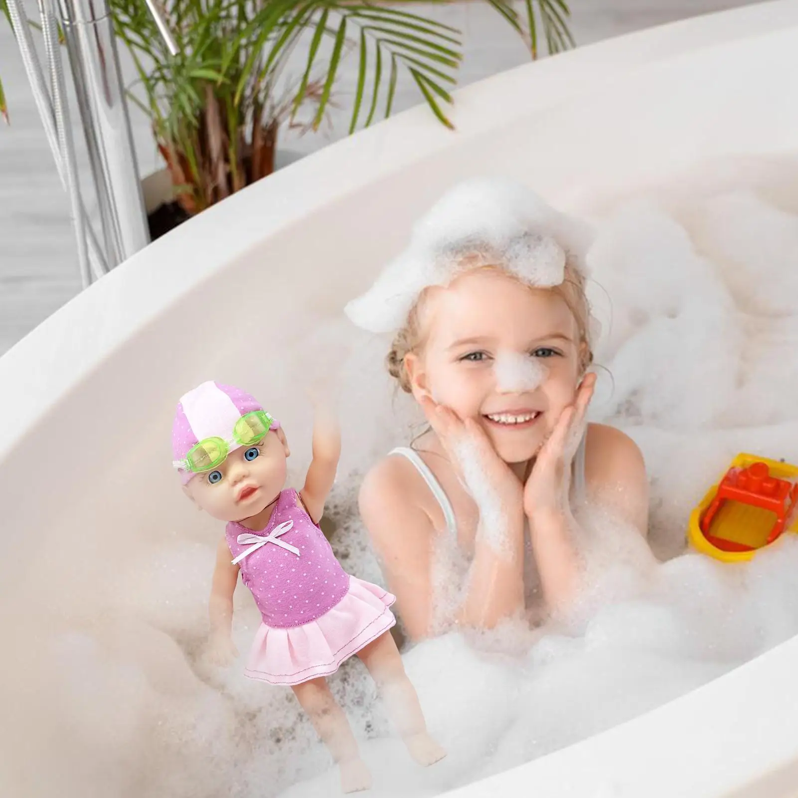 

Bath Doll Electric Swimming Doll Battery-Powered Bathtub Toy Floating Swimming Figure For Travel Bathroom Nursery Beach Home